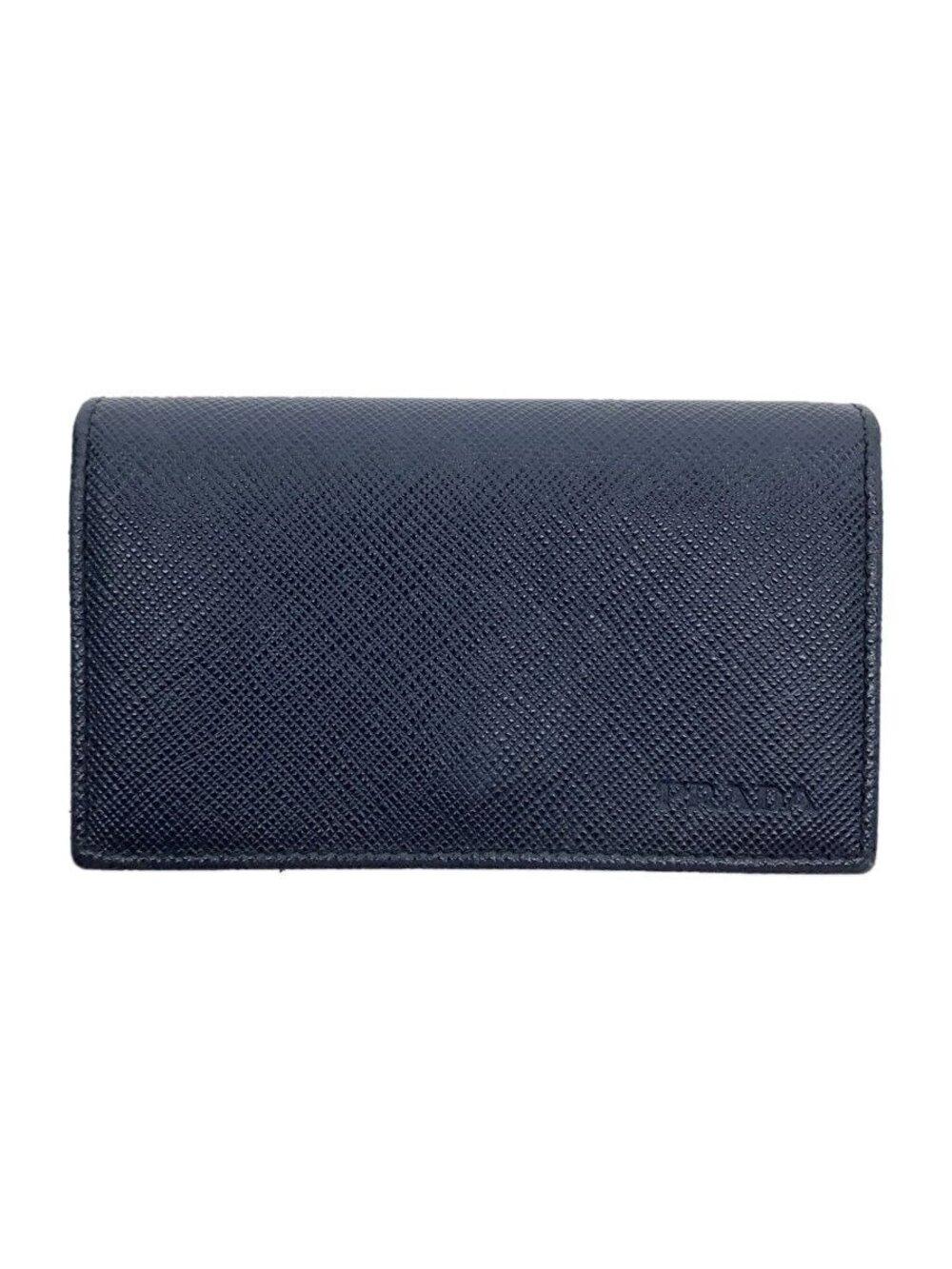 Prada Card Case Wallet Leather Navy Blue